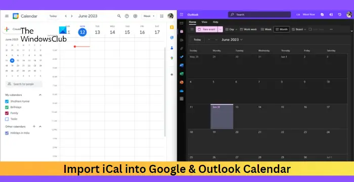 Import iCal into Google & Outlook Calendar