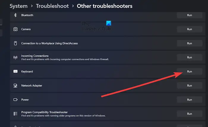 Keyboard troubleshooter