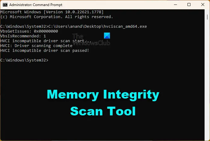 Memory Integrity Scan Tool