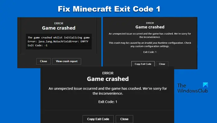 Fix Minecraft Exit code 1