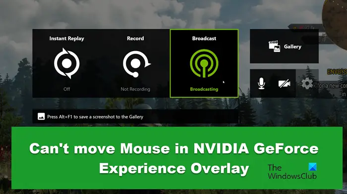 Can't move Mouse in NVIDIA GeForce Experience Overlay