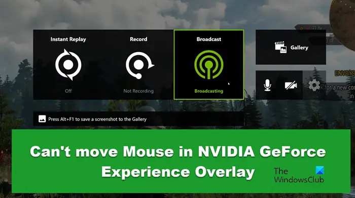 Die Maus Kann Im Nvidia Geforce Experience Overlay Nicht Bewegt Werden