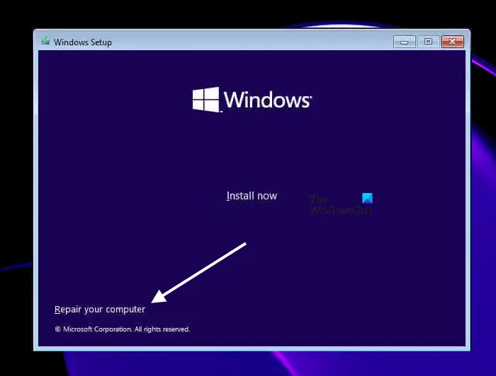 Open Windows RE from Windows install screen
