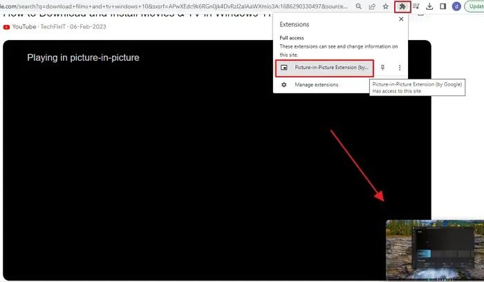 Play in PiP Mode Using the PiP Extension Icon