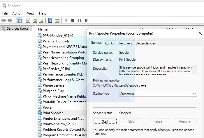 Restart Printer Spooler Service Windows