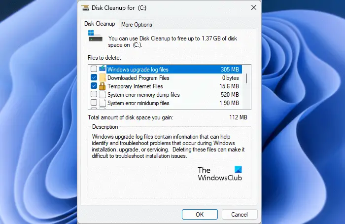 Run Disk Cleanup utility