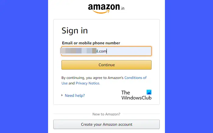 Sign in to Amazon