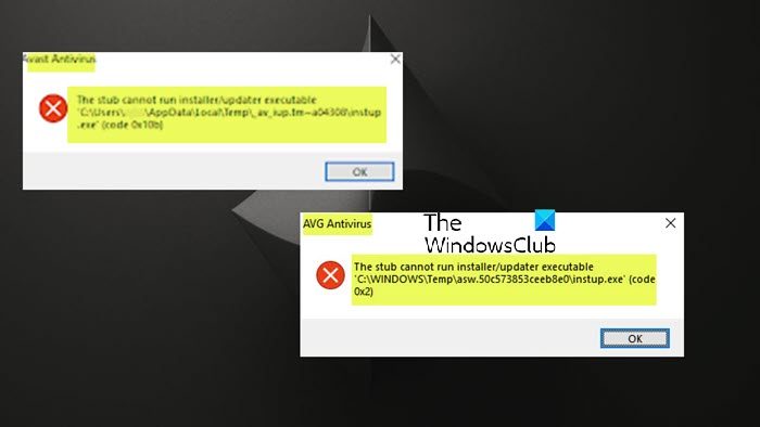 The stub cannot run installer/updater executable