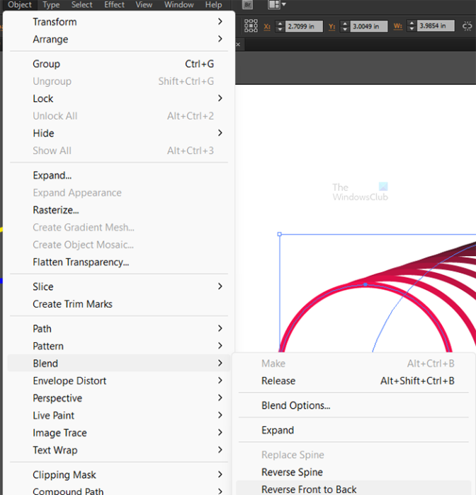 Using blend in Illustrator - Reverse stack order