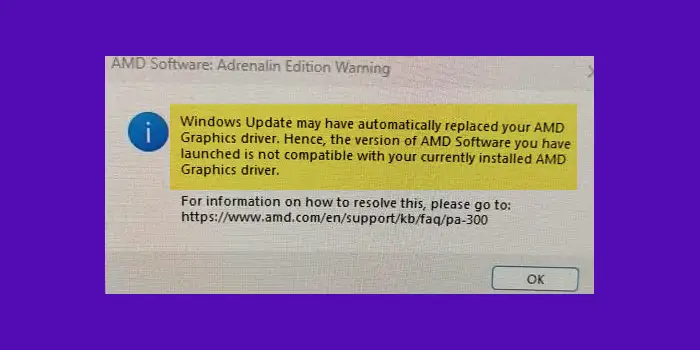 Windows Update may have automatically replaced your AMD graphics driver