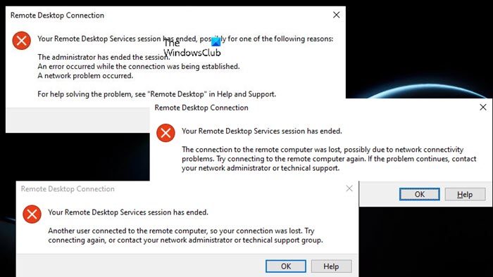 Your Remote Desktop Services session has ended