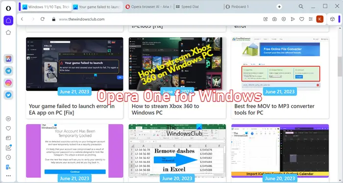 Opera One Browser for Windows desktop