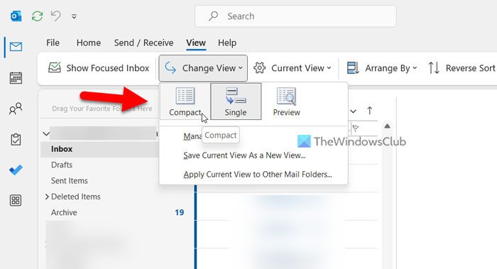 How to reset Outlook view to default on Windows