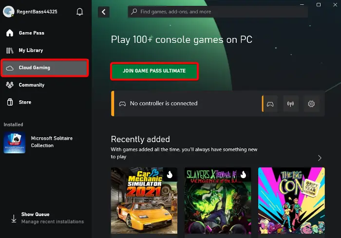 how to stream xbox 360 to Windows 11 PC using game pass