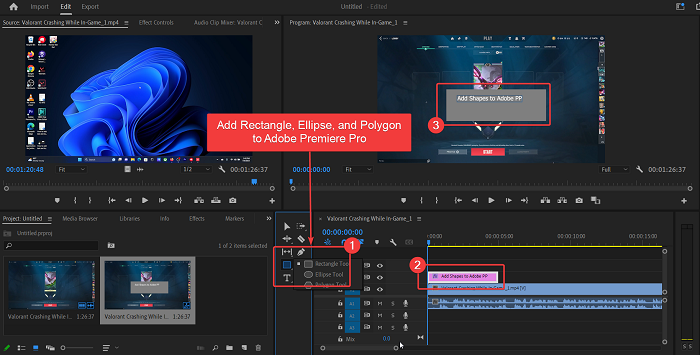 مستطیل، بیضی و چند ضلعی را به Adobe Premiere pro اضافه کنید