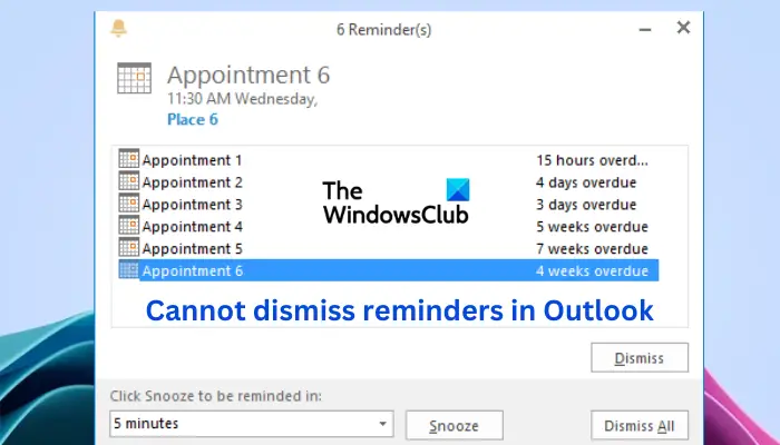 Cannot dismiss reminders in Outlook [Fix]