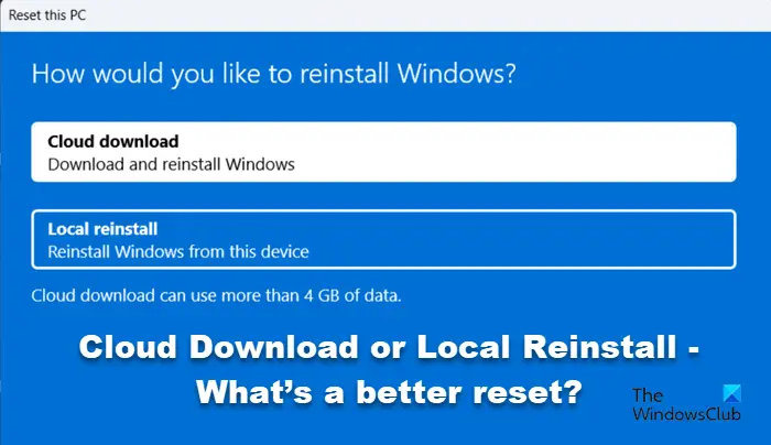 Cloud Download or Local Reinstall