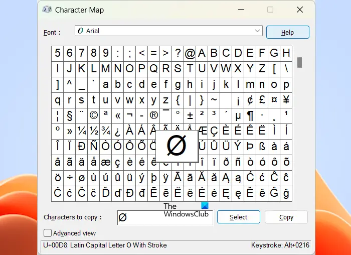 Copy special characters by using Character Map