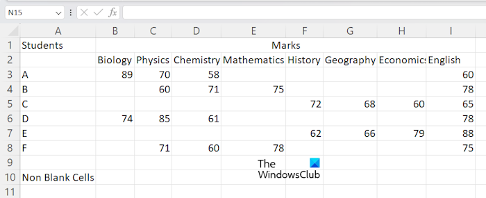 excel count number of nonblank cells in column