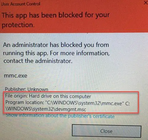 Device Manager blocked by administrator