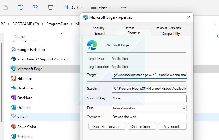 Disable Extension Parameter Microsoft Edge