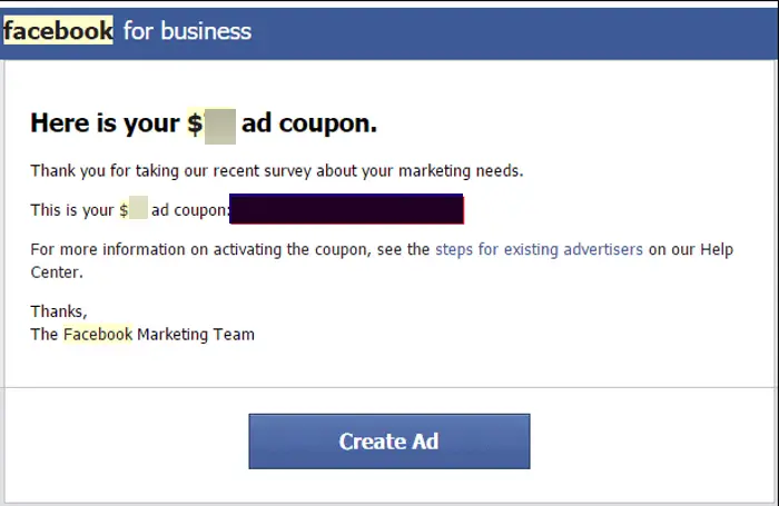 get facebook ad credit