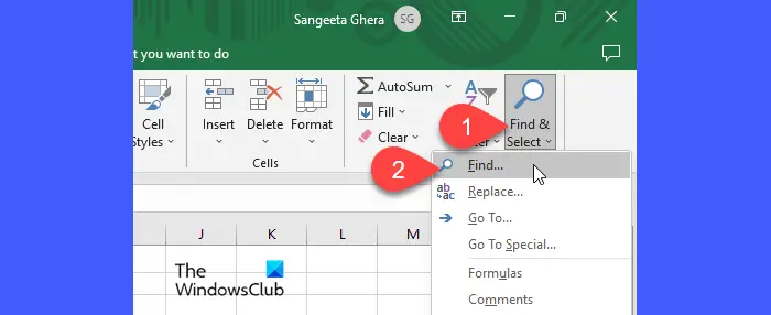 Find and Select tool in Excel