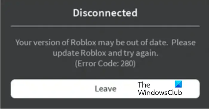 Roblox error code 280