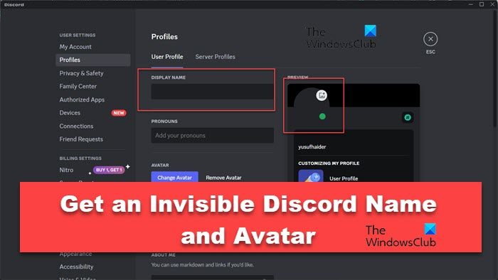 Get an Invisible Discord Name and Avatar