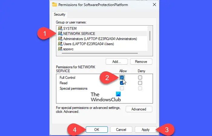 Full network permissions for SPP
