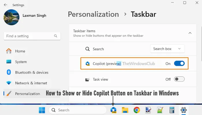 How to Show or Hide Copilot Button on Taskbar in Windows 11