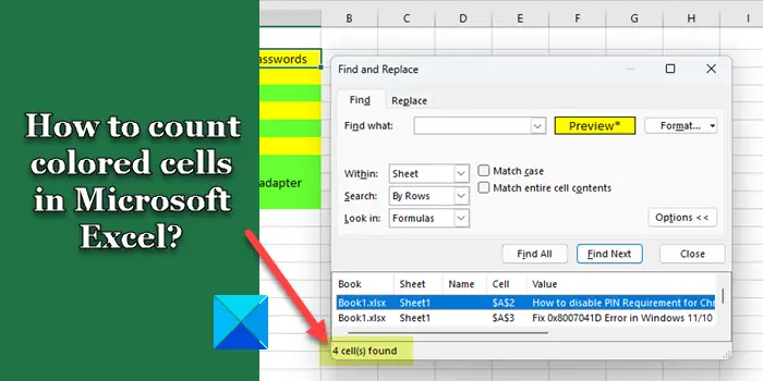 How to count colored cells in Microsoft Excel