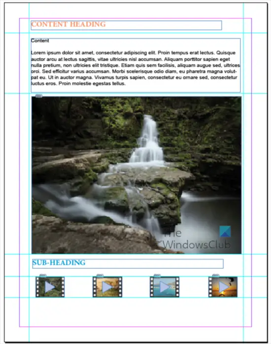 How to create interactive video slides in InDesign - Mockup with guides and lines