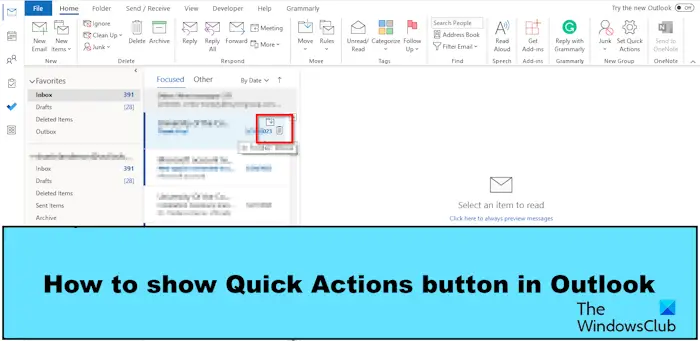 So Zeigen Sie Die Schaltfläche „Schnellaktionen“ In Outlook An