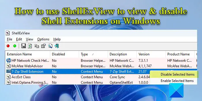 How to use ShellExView on Windows to disable Shell Extensions