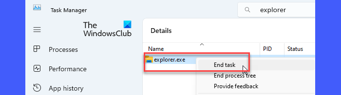 کشتن فرآیند exporer.exe