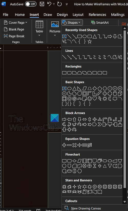 How to create a Wireframe in Word