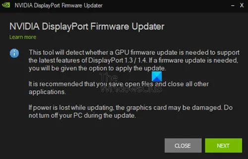 NVIDIA DisplayPort Firmware Update Tool
