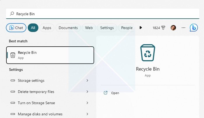 Open Recycle Bin Windows