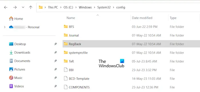 RegBack folder location in Windows