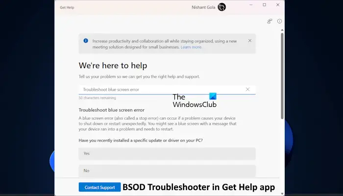 How to run Blue Screen Troubleshooter in Windows