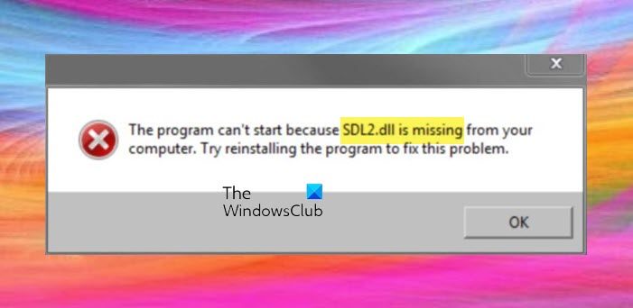 SDL.dll or SDL2.dll not found or missing