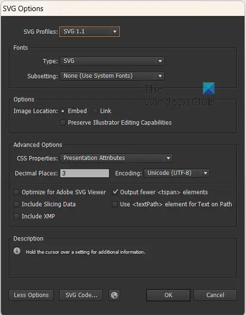 Speichern Als Svg, Dxf, Dst Und Cdr In Illustrator – Svg-Optionen