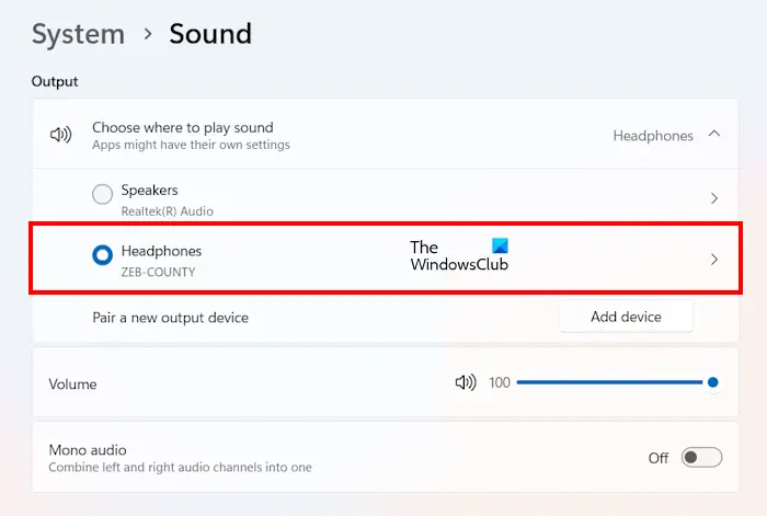 Select right audio device