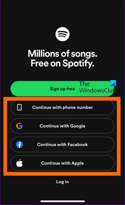 Spotify Login Screen