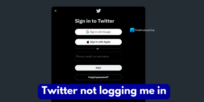 Twitter not logging me in