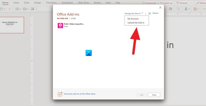 Upload custom add-ins on PowerPoint