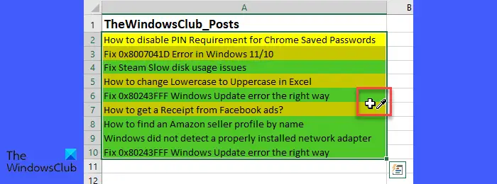 Using color picker to choose cell color in Excel