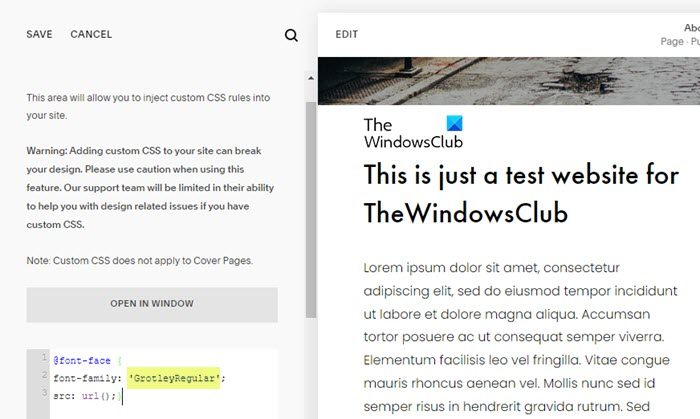 Writing CSS code in Squarespace