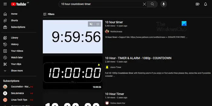 YouTube Countdown Timer